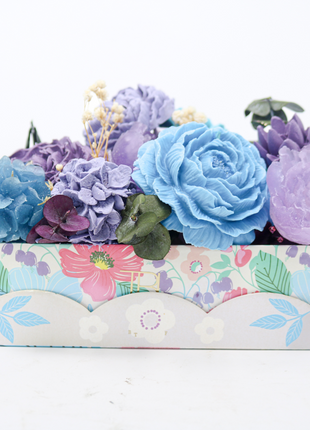 Mixed Blue & Purple Blue Box 10-12 Flowers SoapFleur Forever Soap Bouquet with Dehydrated Botanicals