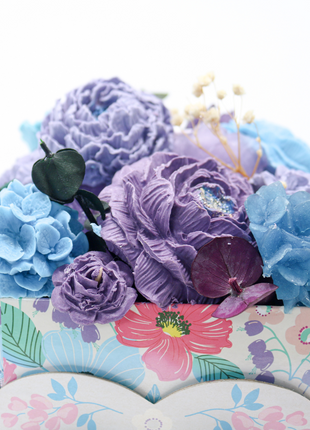 Mixed Blue & Purple Blue Box 10-12 Flowers SoapFleur Forever Soap Bouquet with Dehydrated Botanicals