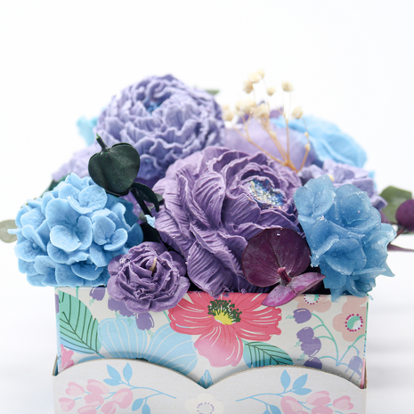 Mixed Blue & Purple Blue Box 10-12 Flowers SoapFleur Forever Soap Bouquet with Dehydrated Botanicals