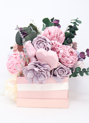 Mixed Pink & Purple Pink Box 10-12 Flowers SoapFleur Forever Soap Bouquet with Dehydrated Botanicals