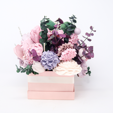 Mixed Pink & Purple Pink Box 10-12 Flowers SoapFleur Forever Soap Bouquet with Dehydrated Botanicals