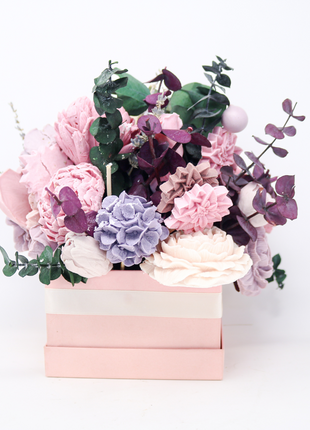 Mixed Pink & Purple Pink Box 10-12 Flowers SoapFleur Forever Soap Bouquet with Dehydrated Botanicals