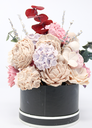 Mixed Pink & Peach Black Box 15-17 Flowers SoapFleur Forever Soap Bouquet with Dehydrated Botanicals