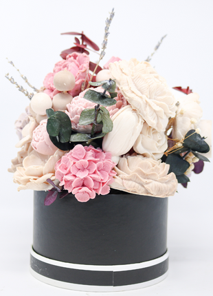 Mixed Pink & Peach Black Box 15-17 Flowers SoapFleur Forever Soap Bouquet with Dehydrated Botanicals