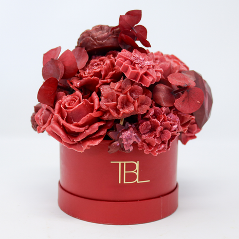 Mixed Red Red Box 11-13 Flowers SoapFleur Forever Soap Bouquet with Dehydrated Botanicals