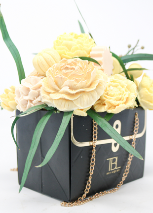 Mixed Yellow Black Box 12-14 Flowers  SoapFleur Forever Soap Bouquet with Dehydrated Botanicals