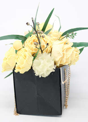 Mixed Yellow Black Box 12-14 Flowers  SoapFleur Forever Soap Bouquet with Dehydrated Botanicals